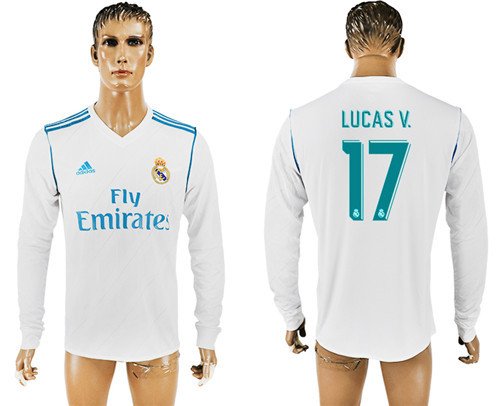 2017 18 Real Madrid 17 LUCAS V. Home Long Sleeve Thailand Soccer Jersey