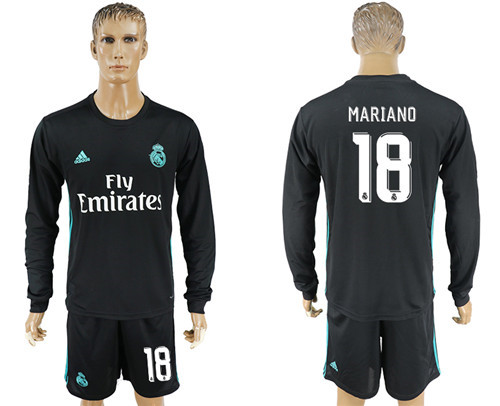 2017 18 Real Madrid 18 MARIANO Away Long Soccer Jersey