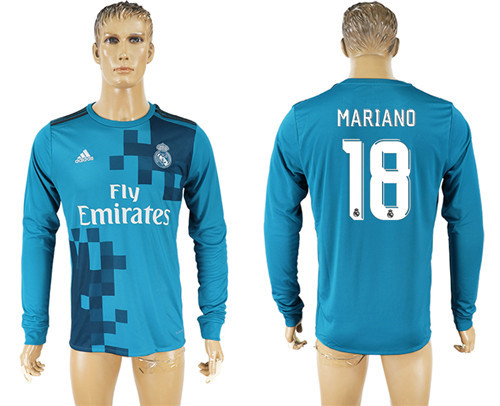 2017 18 Real Madrid 18 MARIANO Third Away Long Sleeve Thailand Soccer Jersey