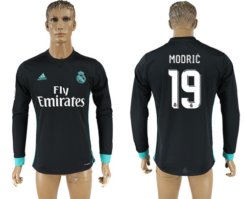 2017 18 Real Madrid 19 MODRIC Away Long Sleeve Thailand Soccer Jersey