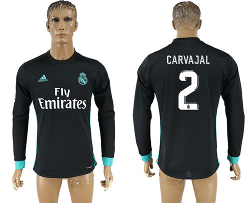 2017 18 Real Madrid 2 CARVAJAL Away Long Sleeve Thailand Soccer Jersey