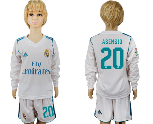 2017 18 Real Madrid 20 ASENSIO Home Youth Long Sleeve Soccer Jersey