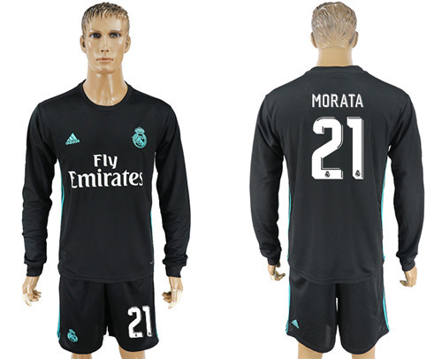 2017 18 Real Madrid 21 MORATA Away Long Soccer Jersey