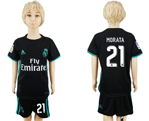 2017 18 Real Madrid 21 MORATA Away Youth Soccer Jersey