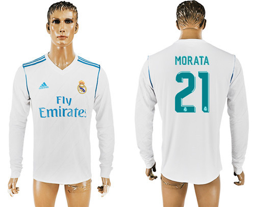 2017 18 Real Madrid 21 MORATA Home Long Sleeve Thailand Soccer Jersey