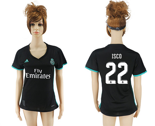 2017 18 Real Madrid 22 ISCO Away Women Soccer Jersey