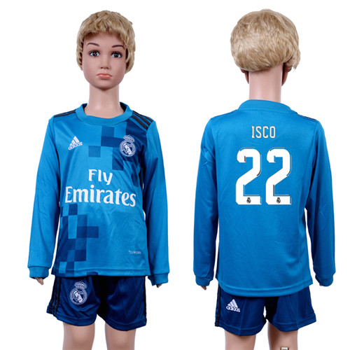 2017 18 Real Madrid 22 ISCO Third Away Youth Long Sleeve Soccer Jersey