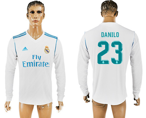 2017 18 Real Madrid 23 DANILO Home Long Sleeve Thailand Soccer Jersey