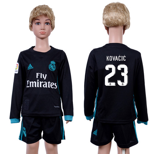 2017 18 Real Madrid 23 KOVACIC Away Youth Long Sleeve Soccer Jersey