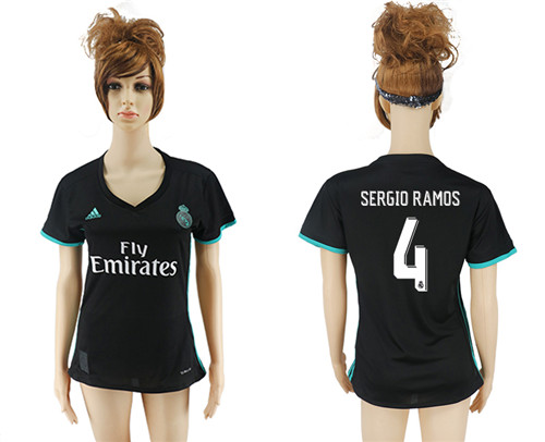 2017 18 Real Madrid 4 SERGIO RAMOS Away Women Soccer Jersey