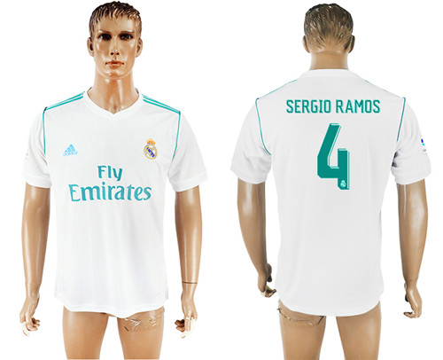 2017 18 Real Madrid 4 SERGIO RAMOS Home Thailand Soccer Jersey