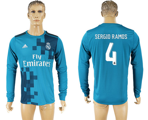 2017 18 Real Madrid 4 SERGIO RAMOS Third Away Long Sleeve Thailand Soccer Jersey