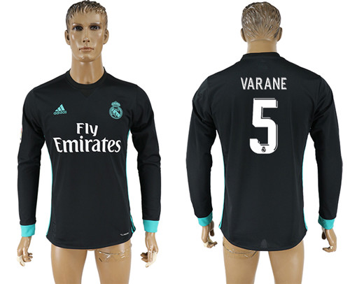 2017 18 Real Madrid 5 VARANE Away Long Sleeve Thailand Soccer Jersey