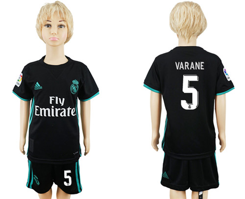 2017 18 Real Madrid 5 VARANE Away Youth Soccer Jersey