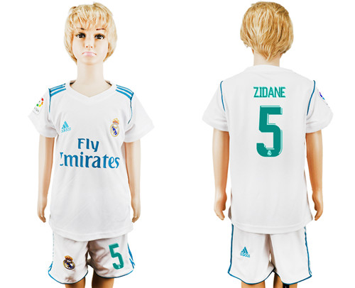 2017 18 Real Madrid 5 ZIDANE Home Youth Soccer Jersey