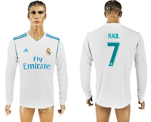 2017 18 Real Madrid 7 RAUL Home Long Sleeve Thailand Soccer Jersey