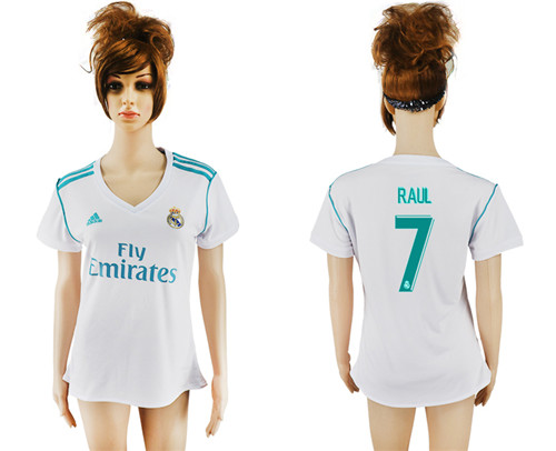 2017 18 Real Madrid 7 RAUL Home Women Soccer Jersey