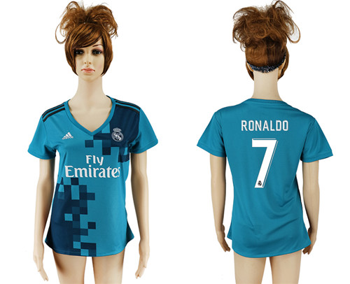 2017 18 Real Madrid 7 RONALDO Third Away Women Soccer Jersey