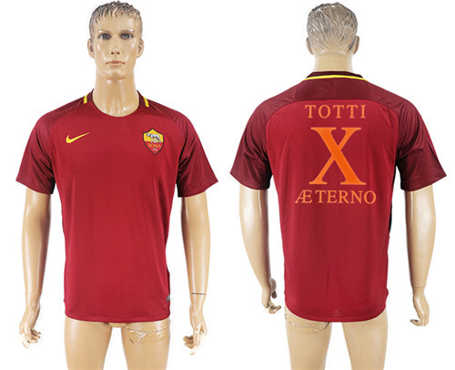 2017 18 Roma 10 TOTTI Home Thailand Jersey