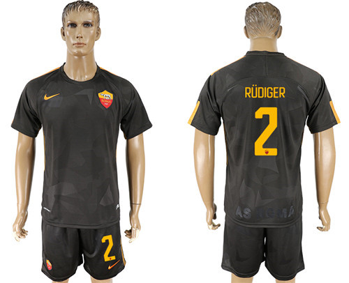 2017 18 Roma 2 RUDIGER Third Away Soccer Jersey