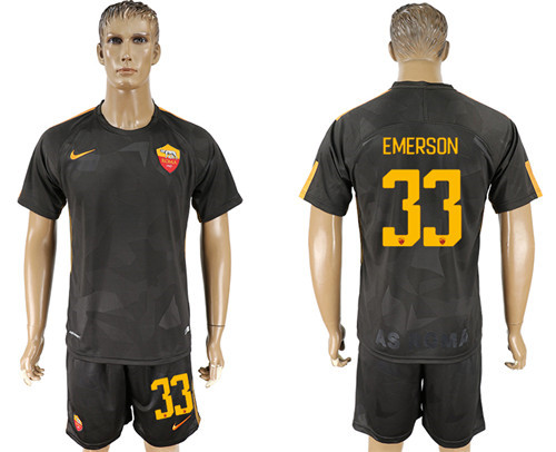 2017 18 Roma 33 EMERSON Third Away Soccer Jersey