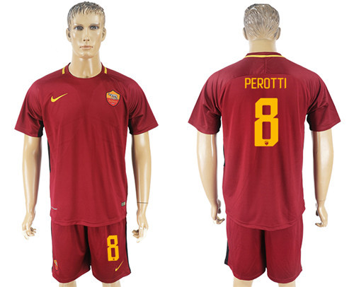 2017 18 Roma 8 PEROTTI Home Soccer Jersey