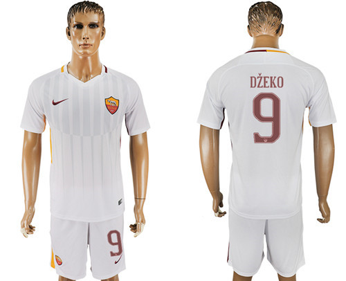 2017 18 Roma 9 DZEKO Away Soccer Jersey