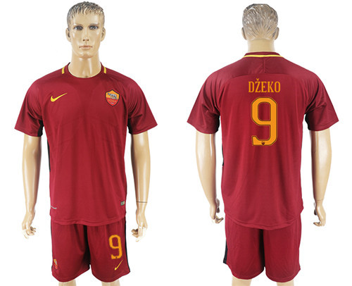 2017 18 Roma 9 DZEKO Home Soccer Jersey