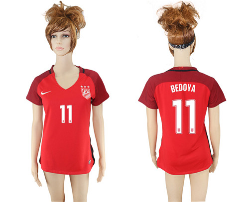 2017 18 USA 11 BEDOYA Away Women Soccer Jersey