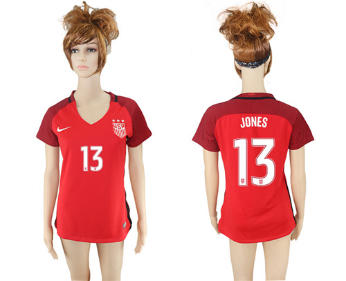 2017 18 USA 13 JONES Away Women Soccer Jersey