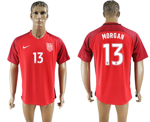 2017 18 USA 13 MORGAN Home Thailand Soccer Jersey