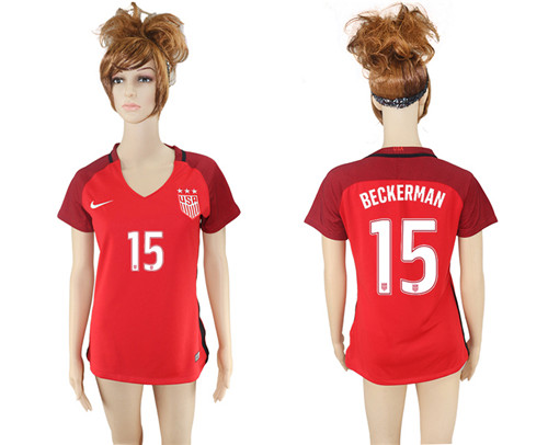 2017 18 USA 15 BECKERMAN Away Women Soccer Jersey