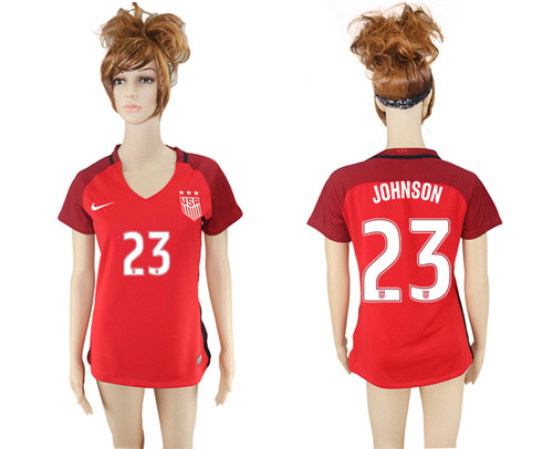 2017 18 USA 23 JOHNSON Away Women Soccer Jersey