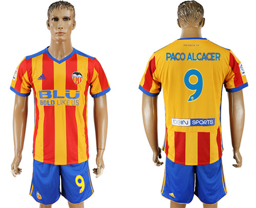 2017 18 Valencia CF 9 PACO ALCACER Away Soccer Jersey