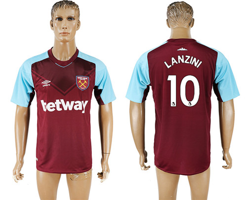 2017 18 West Ham United 10 LANZINI Home Thailand Soccer Jersey