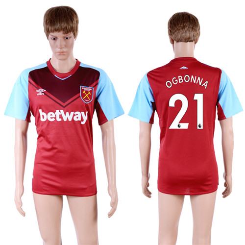 2017 18 West Ham United 21 OGBONNA Home Thailand Soccer Jersey