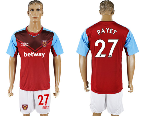 2017 18 West Ham United 27 PAYET Home Soccer Jersey