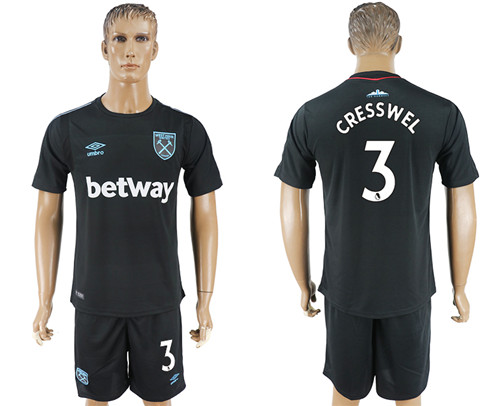 2017 18 West Ham United 3 CRESSWEL Away Soccer Jersey