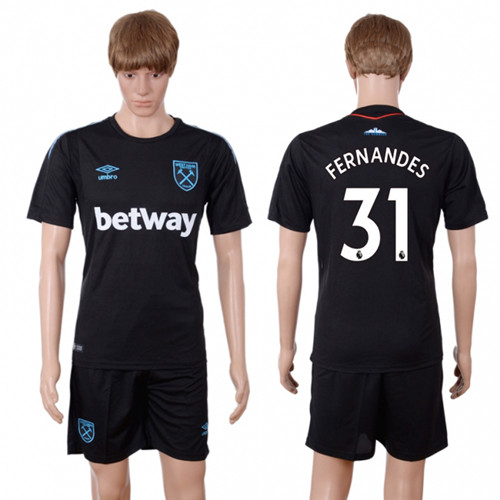 2017 18 West Ham United 31 FERNANDES Away Soccer Jersey