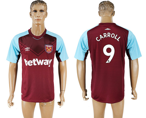 2017 18 West Ham United 9 CARROLL Home Thailand Soccer Jersey