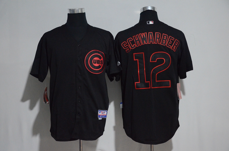 2017 Chicago Cubs Mens Jerseys 12 Schwarber Black Cool Base Baseball Jersey