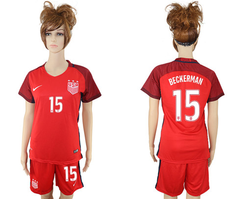 2017 USA 15 BECKERMAN Women Away Soccer Jersey