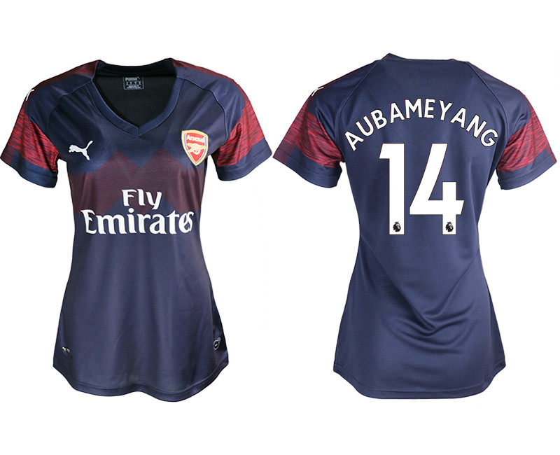 2018 19 Arsenal 14 AUBAMEYANG Away Women Soccer Jersey