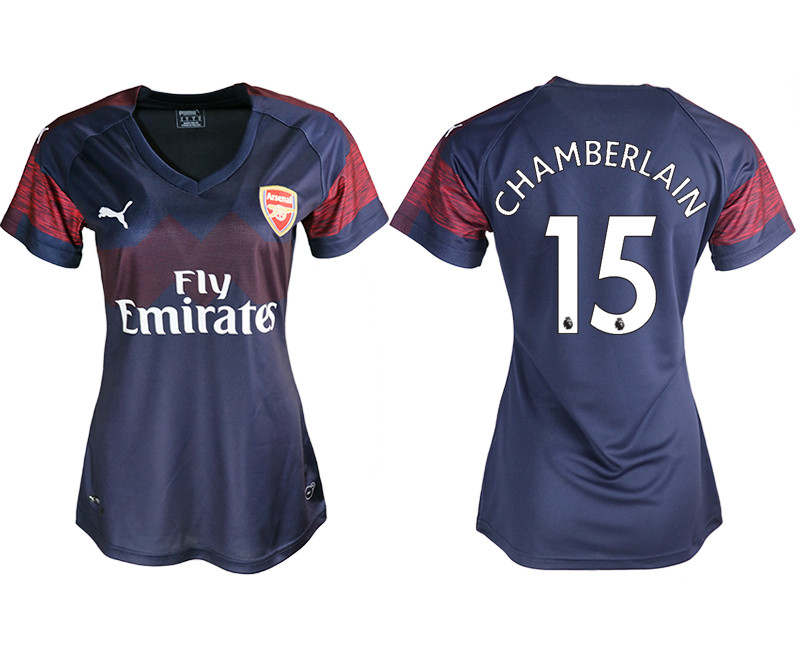 2018 19 Arsenal 15 CHAMBERLANIN Away Women Soccer Jersey