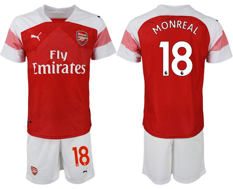 2018 19 Arsenal 18 MONREAL Home Soccer Jersey