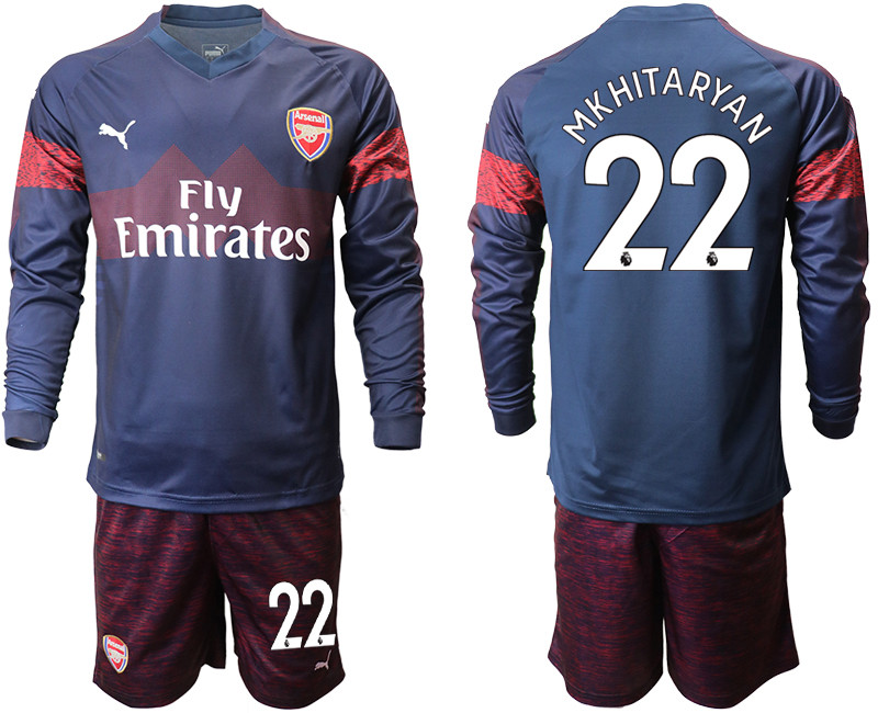 2018 19 Arsenal 22 MKHITARYAN Away Long Sleeve Soccer Jersey