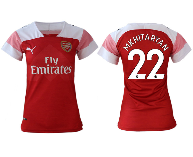 2018 19 Arsenal 22 MKHITARYAN Home Women Soccer Jersey