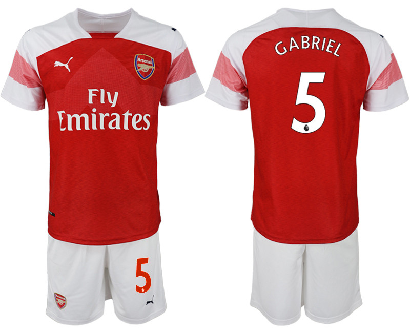 2018 19 Arsenal 5 GABRIEL Home Soccer Jersey