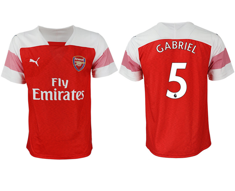 2018 19 Arsenal 5 GABRIEL Home Thailand Soccer Jersey