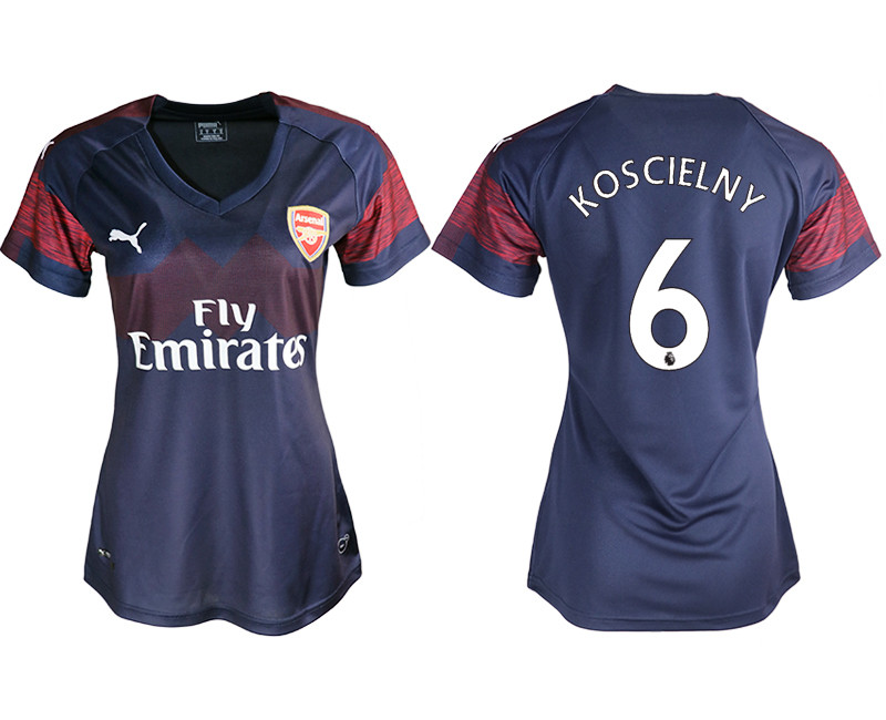 2018 19 Arsenal 6 KOSCIELNY Away Women Soccer Jersey